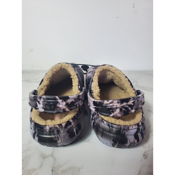 NWT Crocs Classic Lined Black Bleach Dye Men\'s 7 Women\'s 9